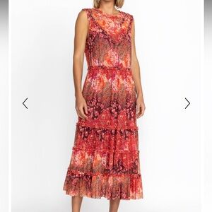 Johnny Was JOSEPHINA MESH MIDI DRESS XL NWT